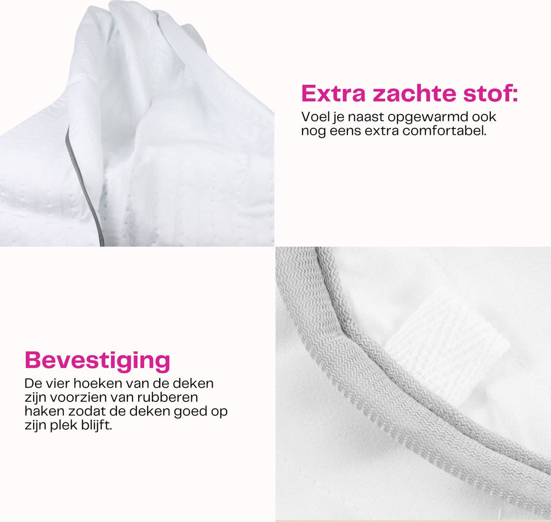 Xiaoda elektrische deken 1 persoons warmte onderdeken 3 standen 60Watt automatische uitschakeling overhittingsbescherming 150x80cm wit
