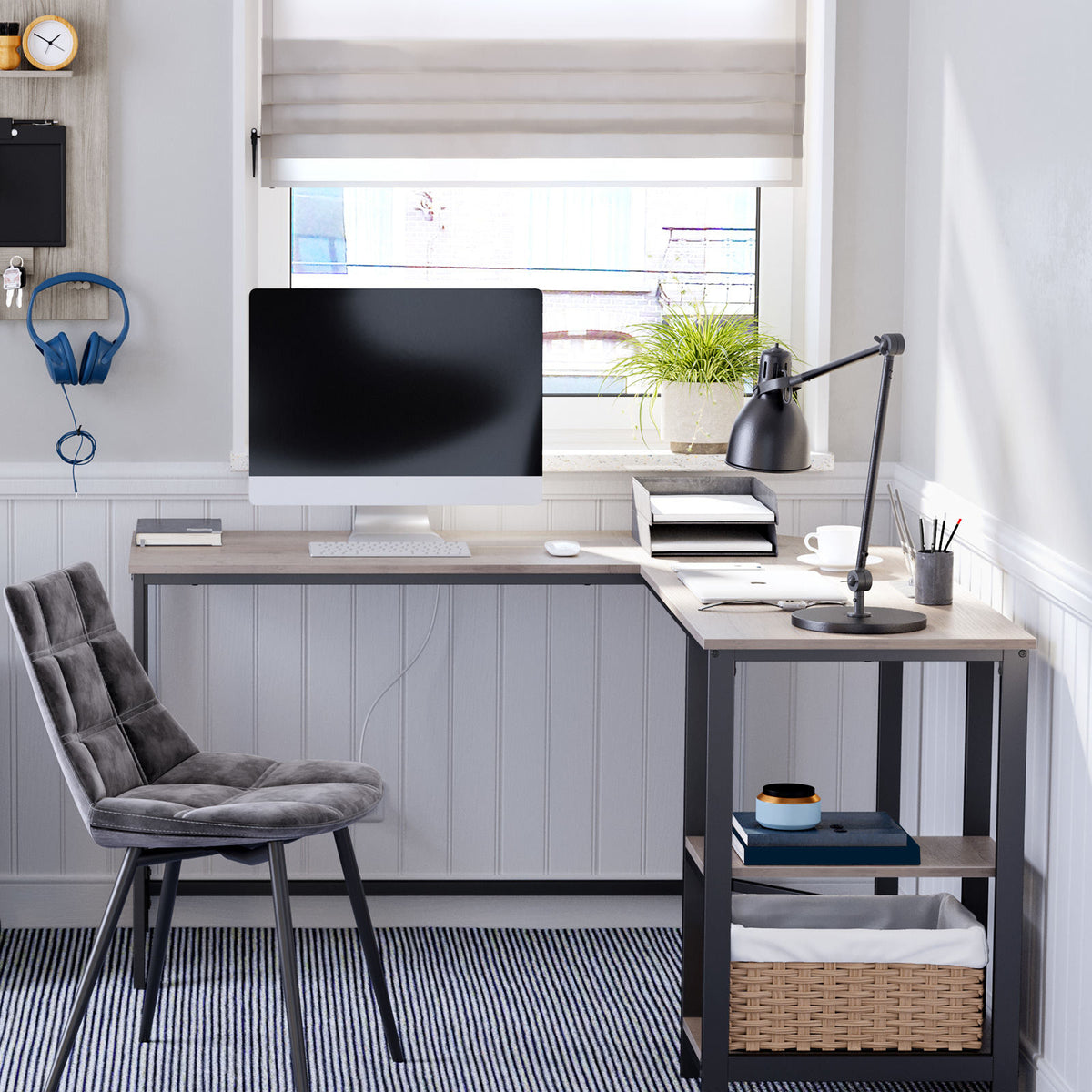FurnStar hoekbureau - L bureau - 138x138x76cm - Grijs