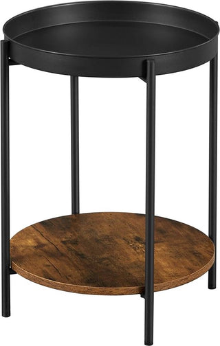 FurnStar bijzettafel vintage - Zwart & Houten Koffietafel - Salontafel - Decoratie Tafel - Voor Woonkamer, Slaapkamer of Kantoor - 43.5 x 55 CM