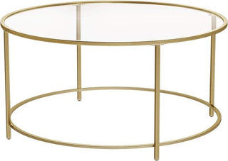FurnStar Ronde Salontafel – Gehard Glas – Modern Design- Bijzettafel - 84x84x45.5cm – Goud