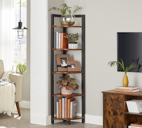 FurnStar boekenkast - 30x30x150cm - Bruin - Zwart