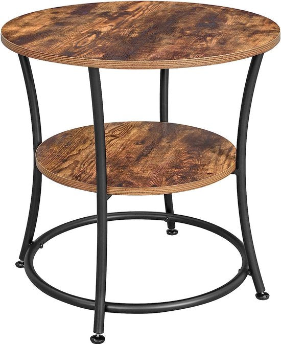 FurnStar bijzettafel - 2 planken - 55x55x55cm - Bruin