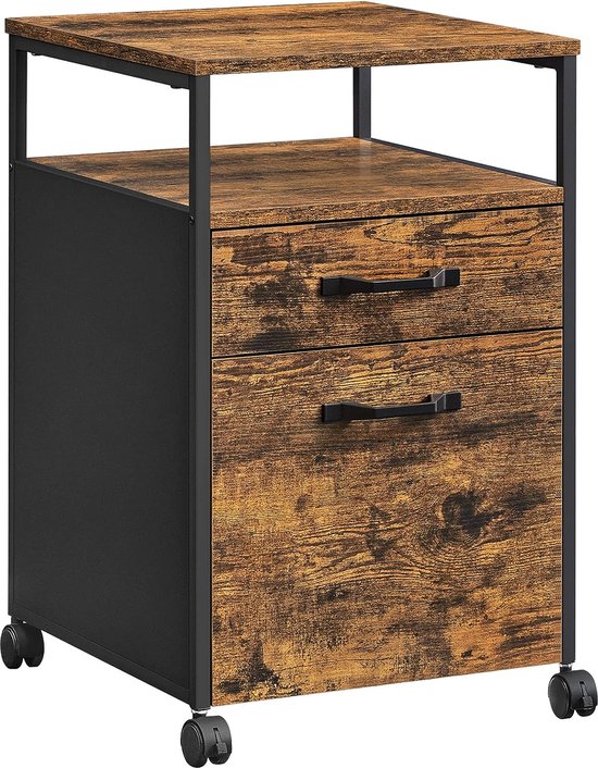 FurnStar nachtkastje - Met wielen - Commode - 42x44x66.5cm - Bruin