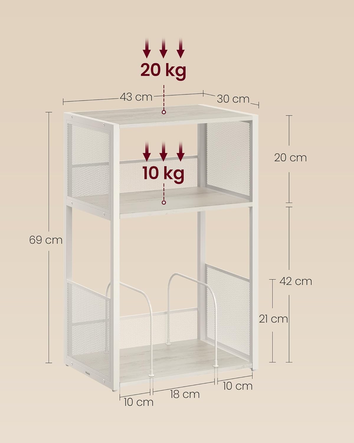 Furnstar Platenspeler Standaard – 3 Etages – Bijzettafel & Opbergrek voor Vinylplaten – Tot 100 LP’s – Voor Woonkamer of Slaapkamer