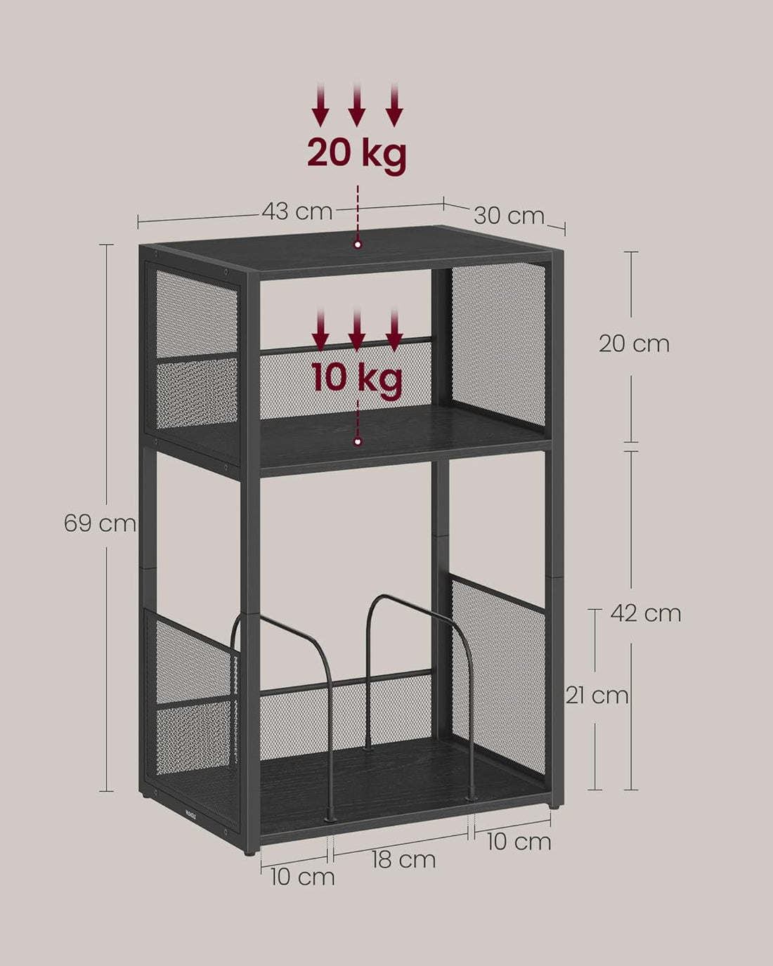 Furnstar Platenspeler Standaard – 3 Etages – Bijzettafel & Opbergrek voor Vinylplaten – Tot 100 LP’s – Voor Woonkamer of Slaapkamer