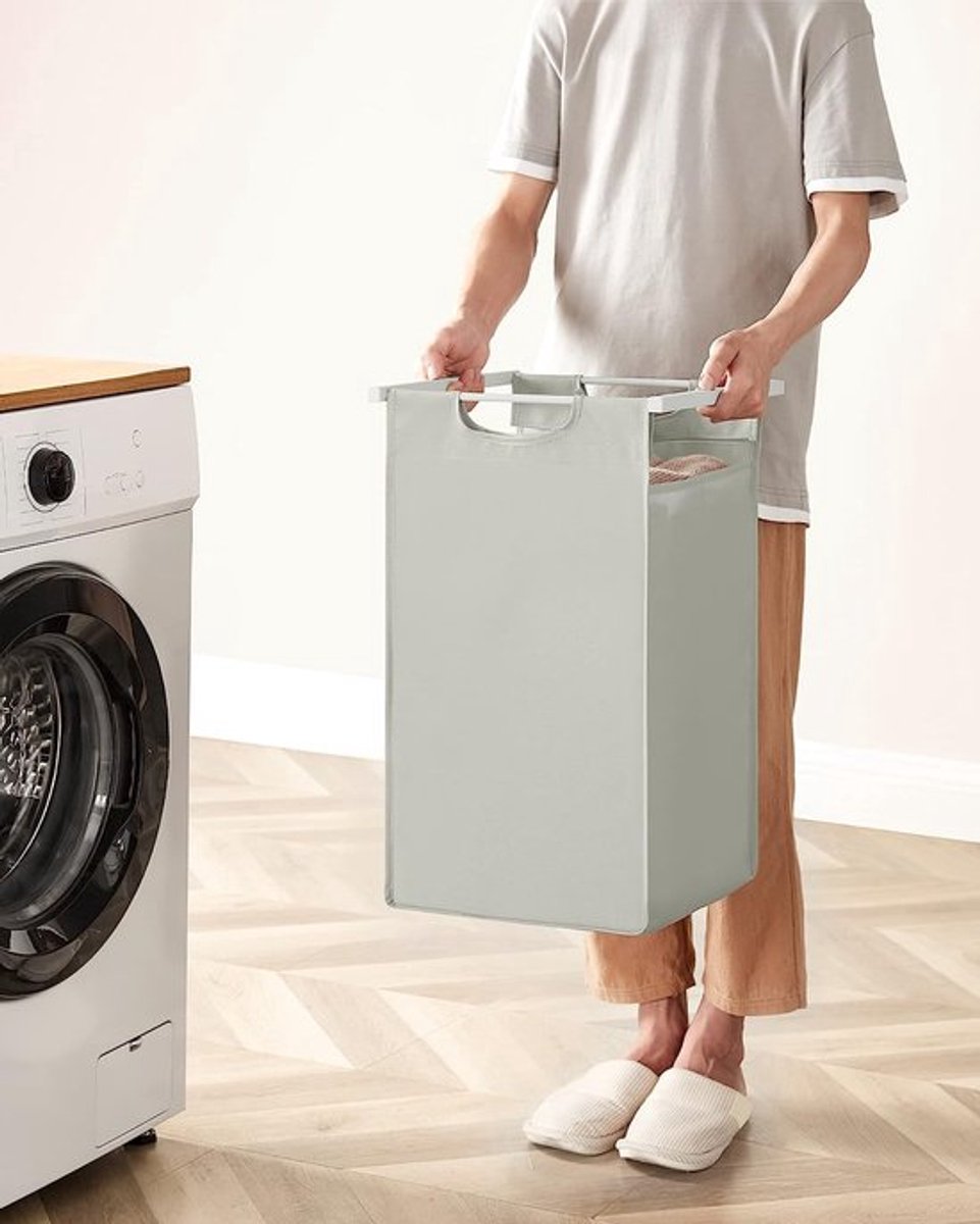 Furnstar Wasmand met 3 Vakken en Plank – Wassorteerder met Uitneembare Waszakken – Wasrek met Metalen Frame – Rustiek Bruin/Zwart