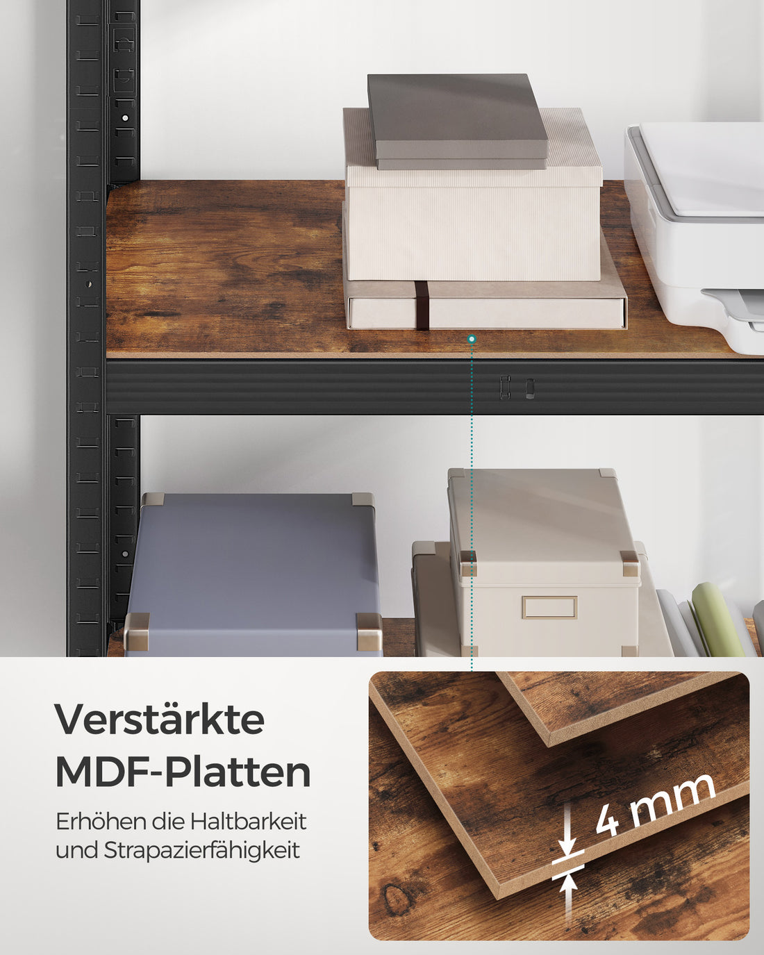 FurnStar opbergrek - 5 Planken - Monteren zonder schroeven - 650 kg - 150x75x30cm