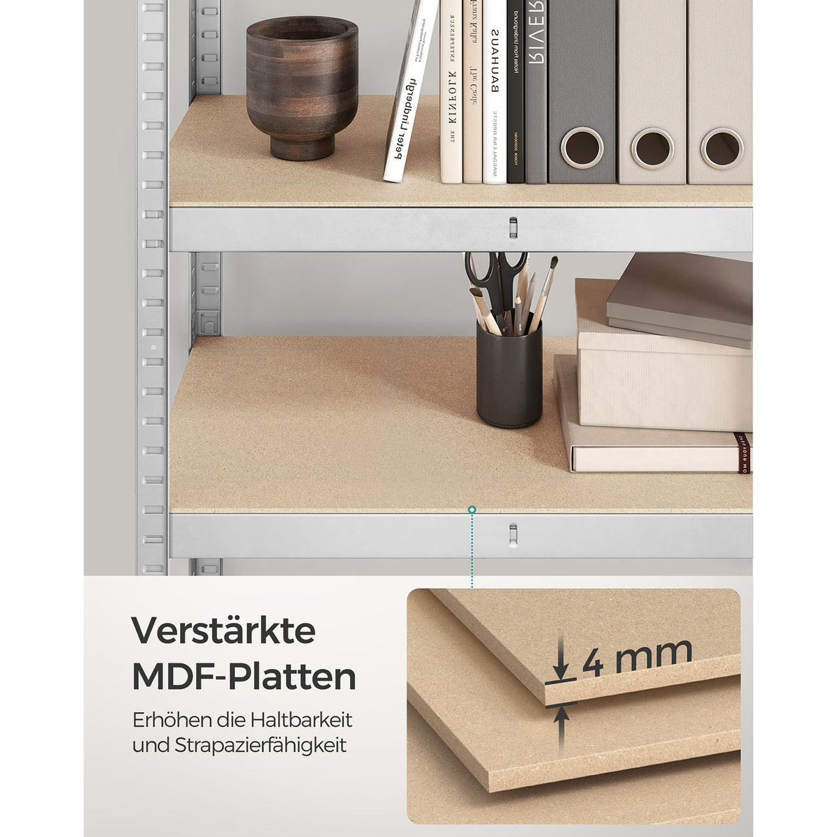 FurnStar opbergrek - 5 Planken - Monteren zonder schroeven - 650 kg - 150x75x30cm
