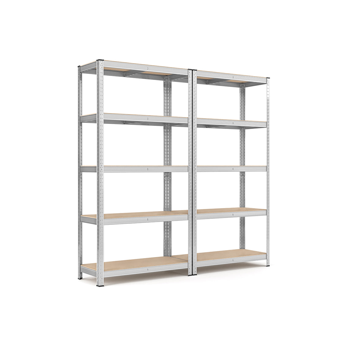 FurnStar opbergrek - 5 Planken - 2 Stuk - Monteren zonder schroeven - 875 kg - 180x90x40cm - Grijs
