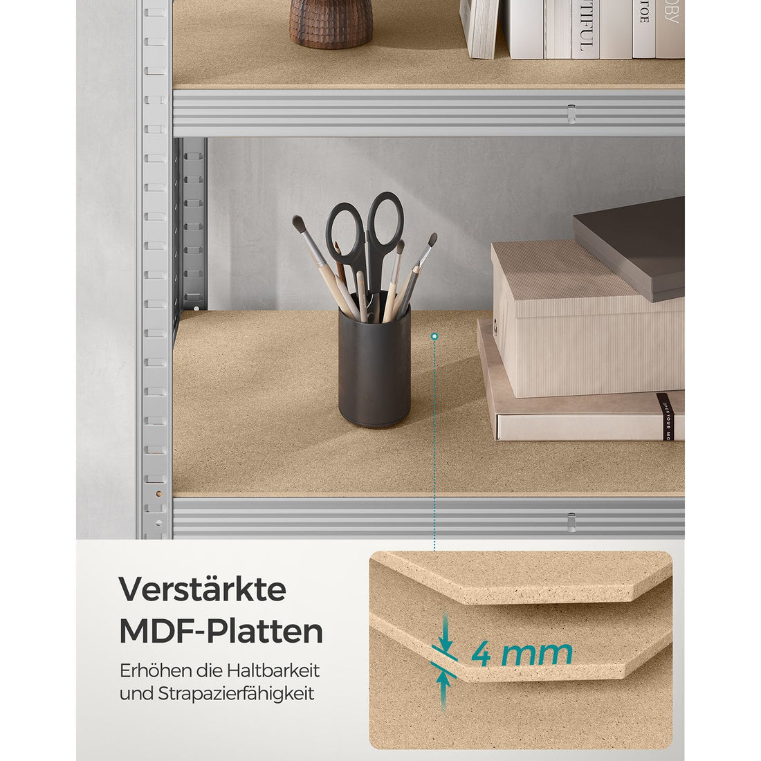 FurnStar opbergrek - 5 Planken - 2 Stuk - Monteren zonder schroeven - 875 kg - 180x90x40cm - Grijs