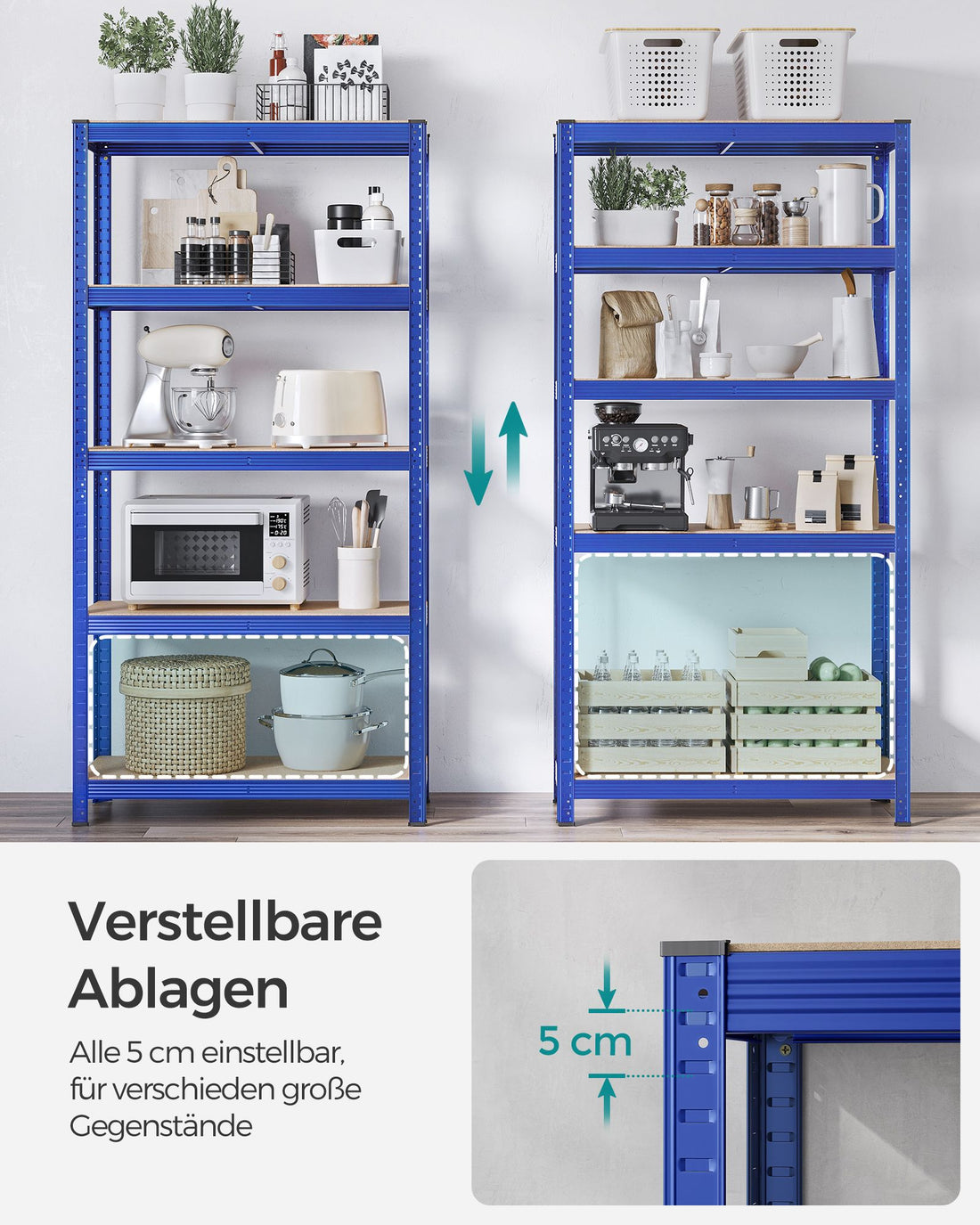 FurnStar Opbergrek - 5 Planken - Monteren zonder schroeven - 875 kg - 180x90x40cm