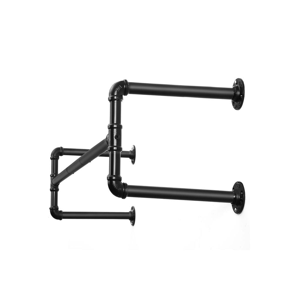 FurnStar kledingstang voor aan de muur - Zwart - Metaal