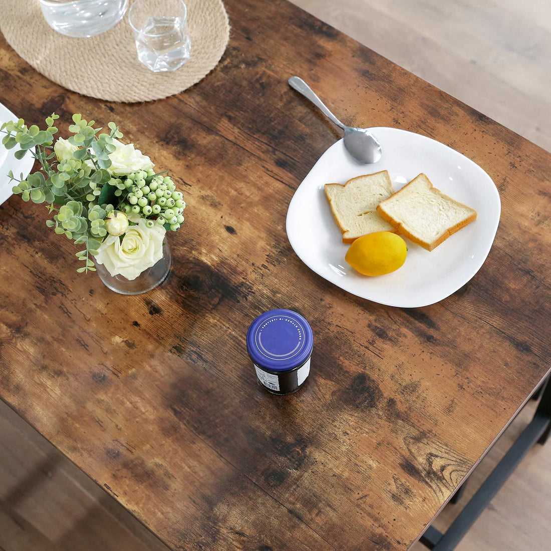 Furnstar Eettafel voor 4 Personen – 120 x 75 x 75 cm – Industrieel Design – Rustiek Bruin/Zwart