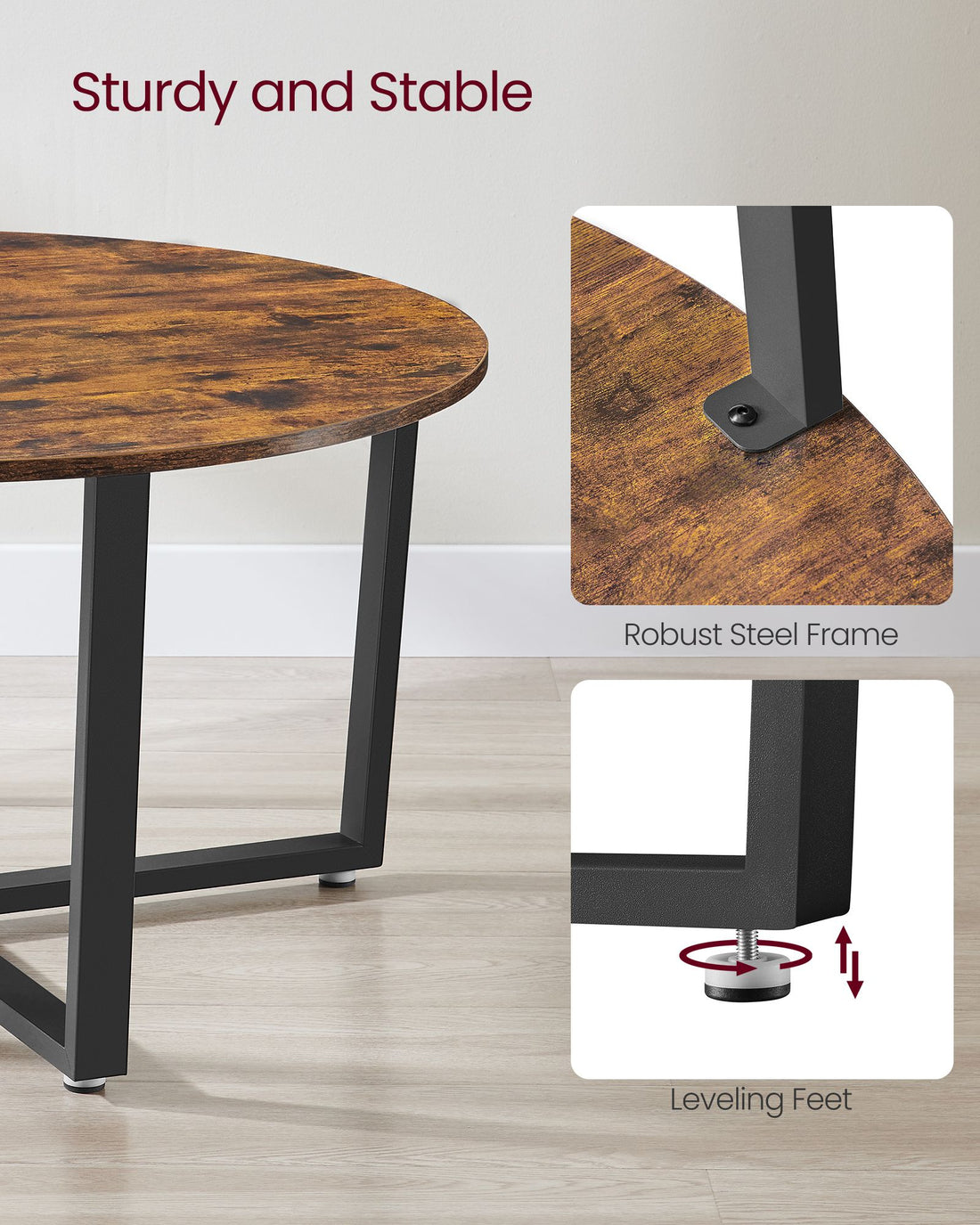 FurnStar salontafel - Ronde tafel - Hout - Bruin - 88x88x47