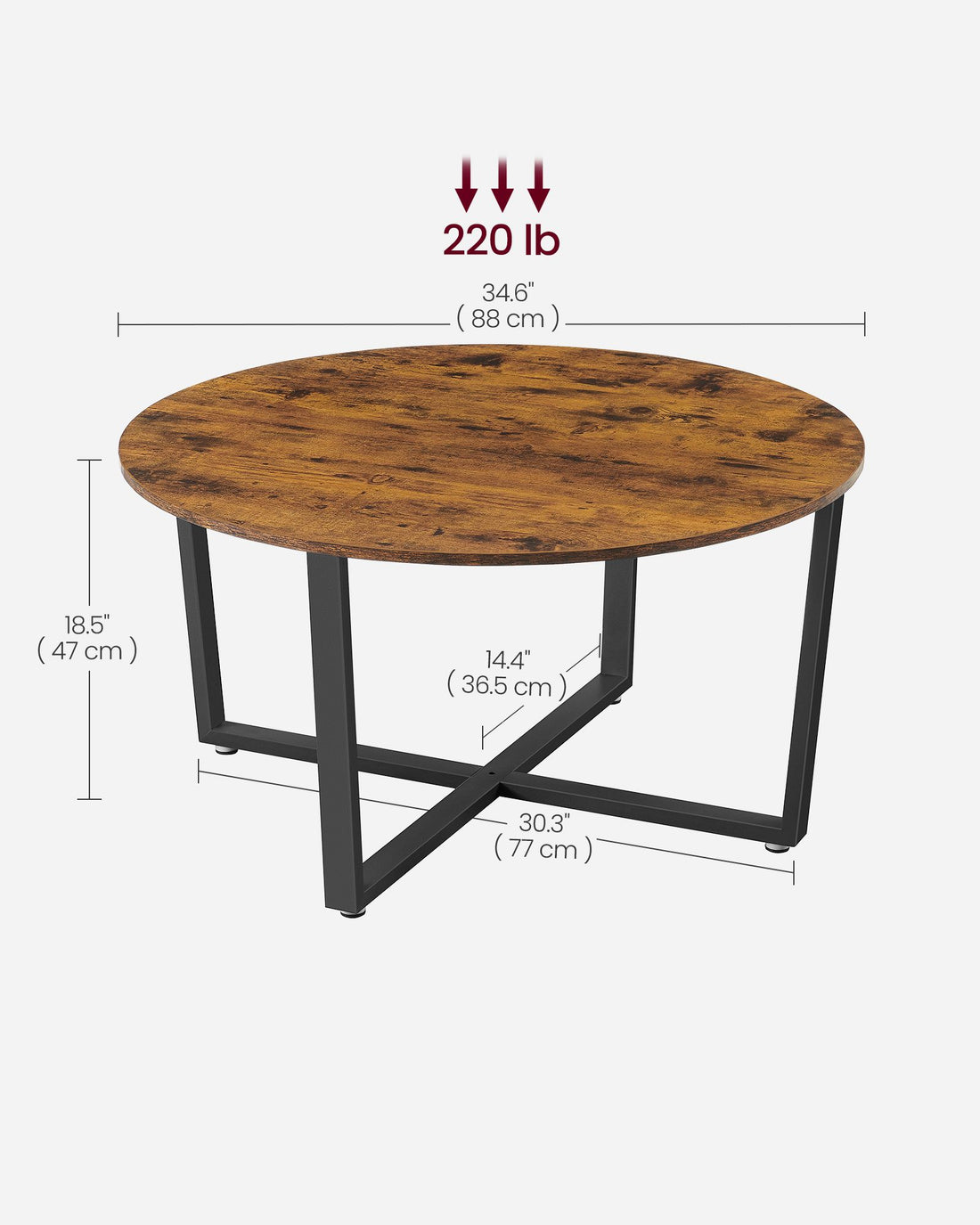 FurnStar salontafel - Ronde tafel - Hout - Bruin - 88x88x47