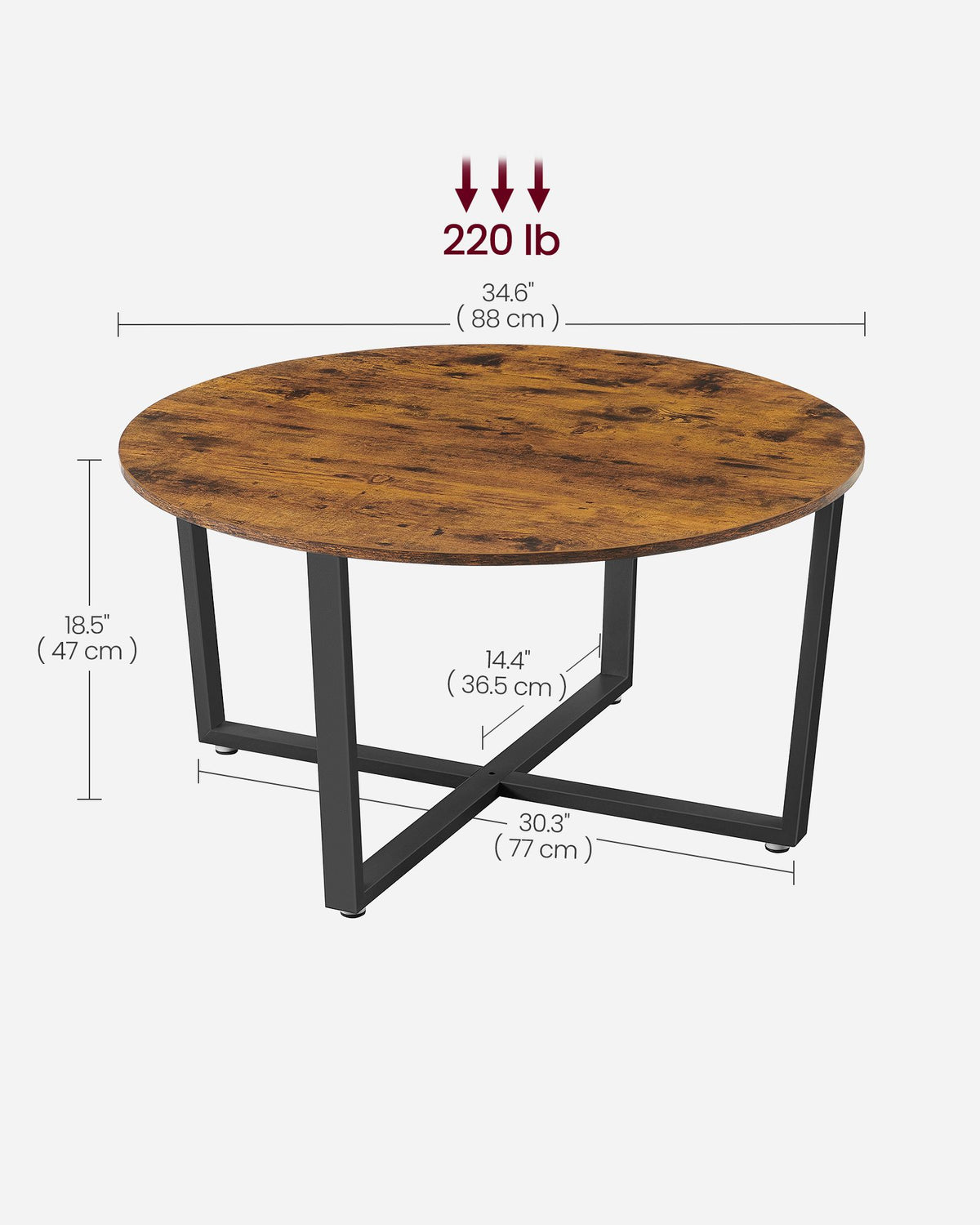 FurnStar salontafel - Ronde tafel - Hout - Bruin - 88x88x47