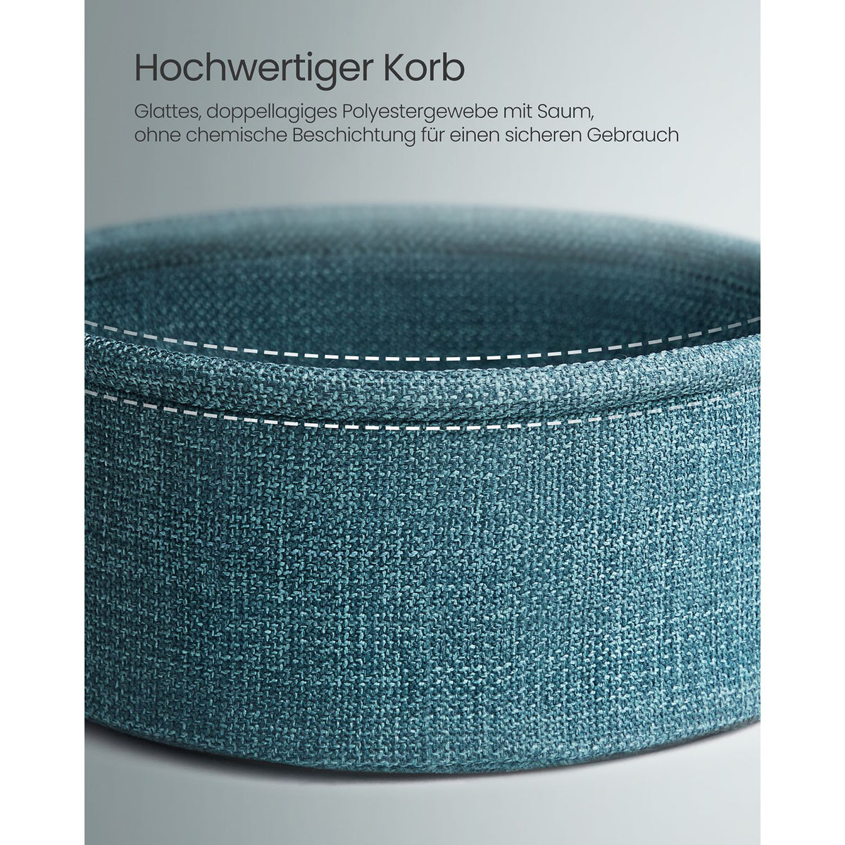 Furnstar Ronde Bijzettafel met Stoffen Opbergmand - Moderne Salontafel - Nachtkastje voor Woonkamer en Slaapkamer 45×45×51cm