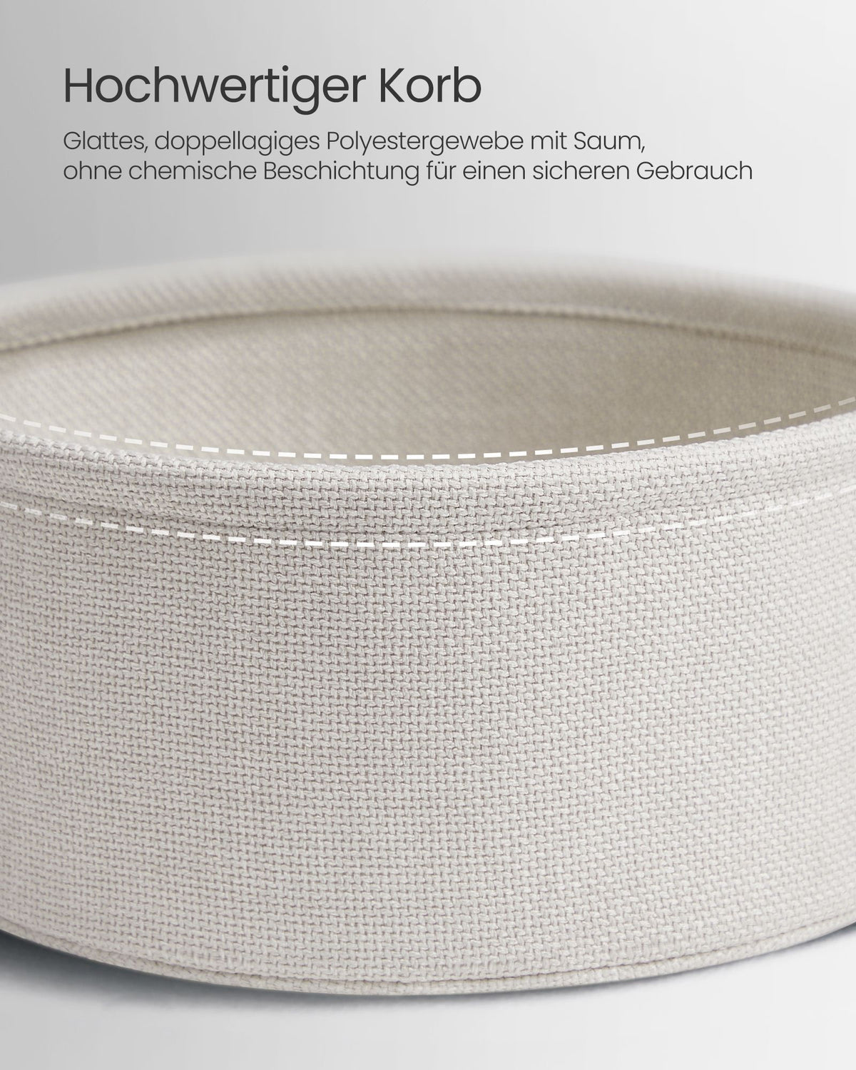 Furnstar Ronde Bijzettafel met Stoffen Opbergmand - Moderne Salontafel - Nachtkastje voor Woonkamer en Slaapkamer 45×45×51cm