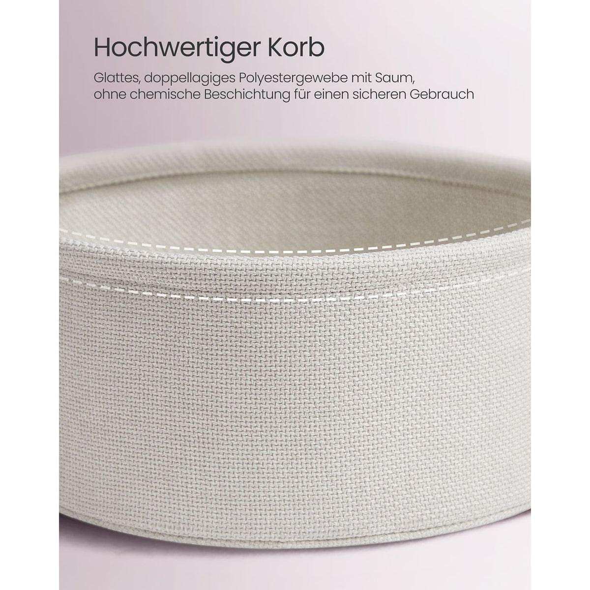 Furnstar Ronde Bijzettafel met Stoffen Opbergmand - Moderne Salontafel - Nachtkastje voor Woonkamer en Slaapkamer 45×45×51cm