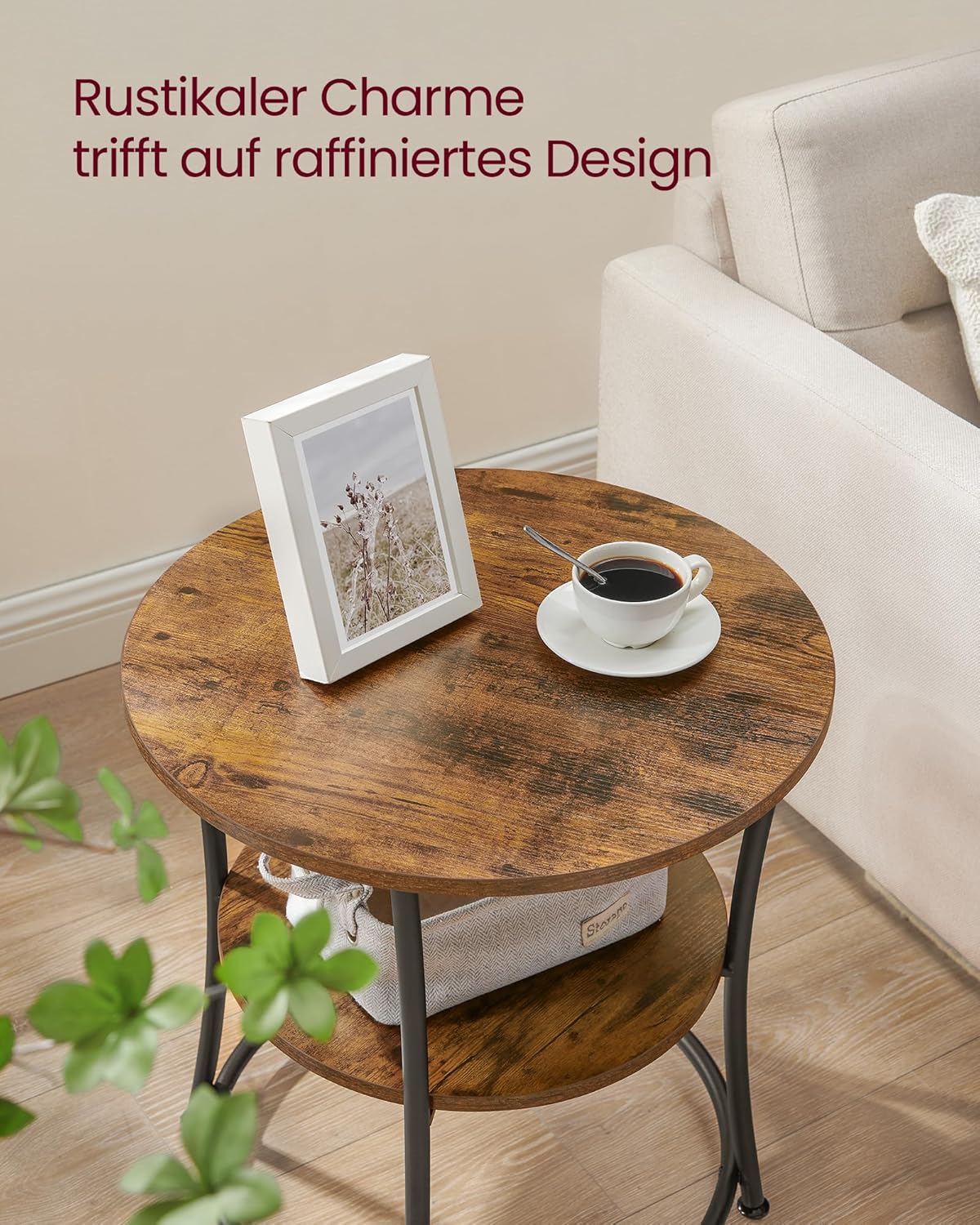 FurnStar bijzettafel - 2 planken - 55x55x55cm - Bruin