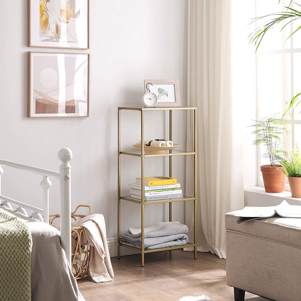 FurnStar boekenkast - Staande Vakkenkast - 40x30x95cm - Gold