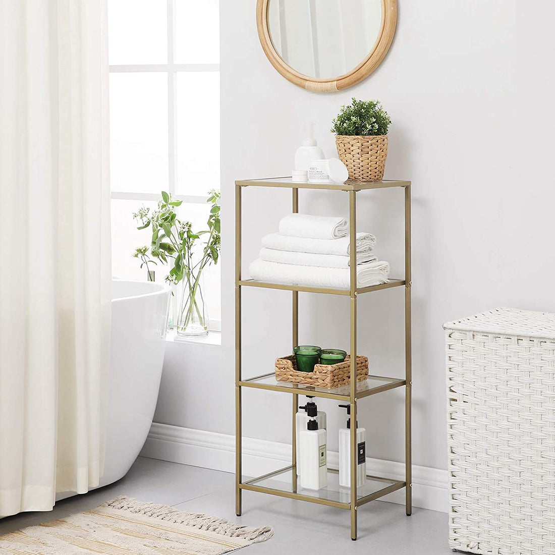 FurnStar boekenkast - Staande Vakkenkast - 40x30x95cm - Gold