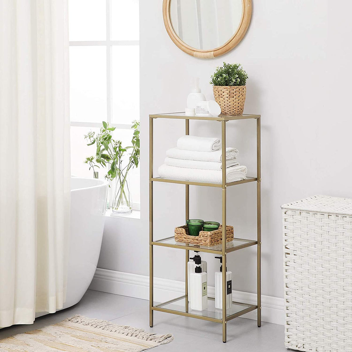 FurnStar boekenkast - Staande Vakkenkast - 40x30x95cm - Gold