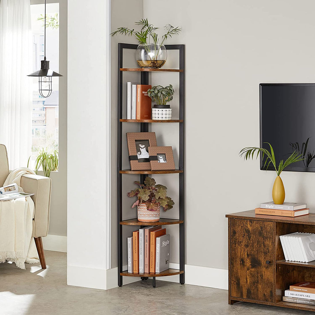 FurnStar boekenkast - 30x30x150cm - Bruin - Zwart