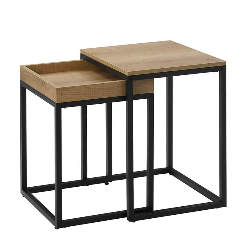 FurnStar bijzettafel - Set van 2 - 45x40x55cm/40x38x51cm - Bruin