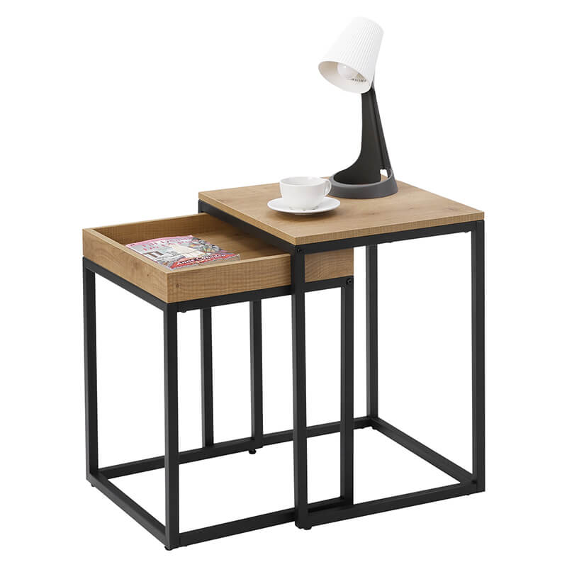 FurnStar bijzettafel - Set van 2 - 45x40x55cm/40x38x51cm - Bruin