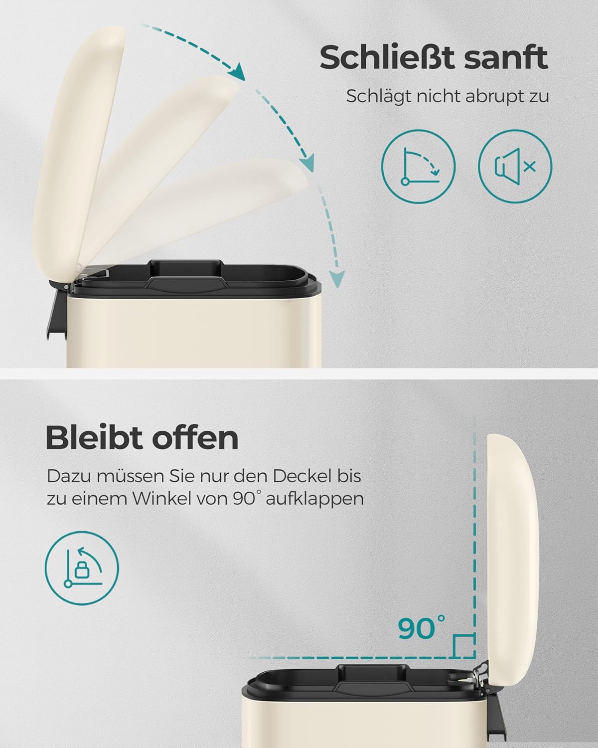 FurnStar - Pedaalemmer 30 Liter  – Soft Close – Kunststof Binnenemmer – Geurcontrole