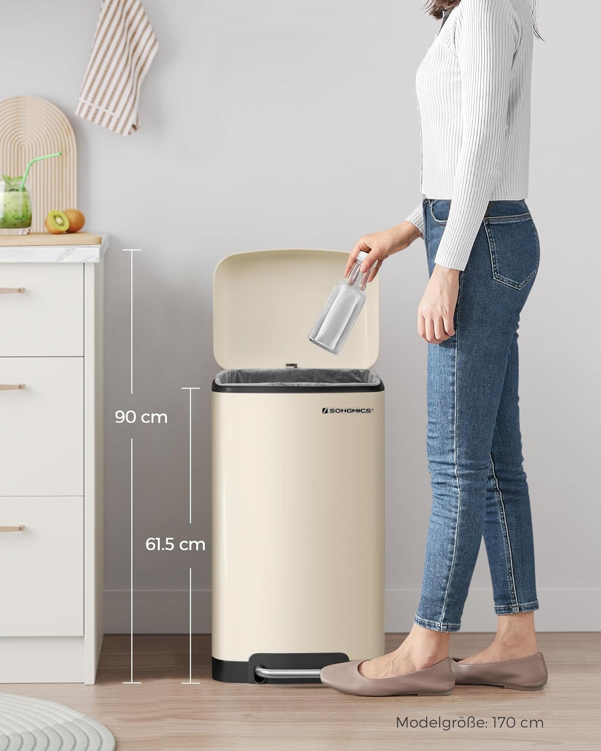 FurnStar - Pedaalemmer 30 Liter  – Soft Close – Kunststof Binnenemmer – Geurcontrole