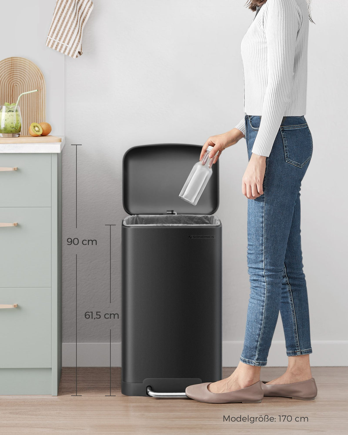 FurnStar - Pedaalemmer 30 Liter  – Soft Close – Kunststof Binnenemmer – Geurcontrole
