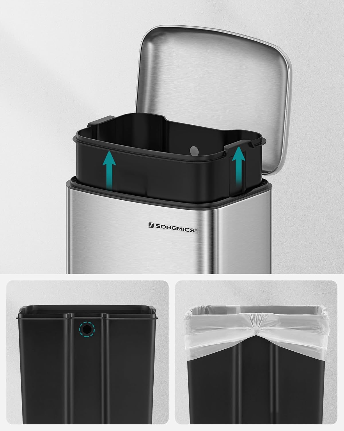 FurnStar - Pedaalemmer 30 Liter  – Soft Close – Kunststof Binnenemmer – Geurcontrole