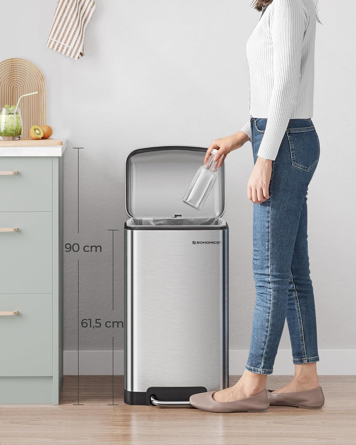 FurnStar - Pedaalemmer 30 Liter  – Soft Close – Kunststof Binnenemmer – Geurcontrole