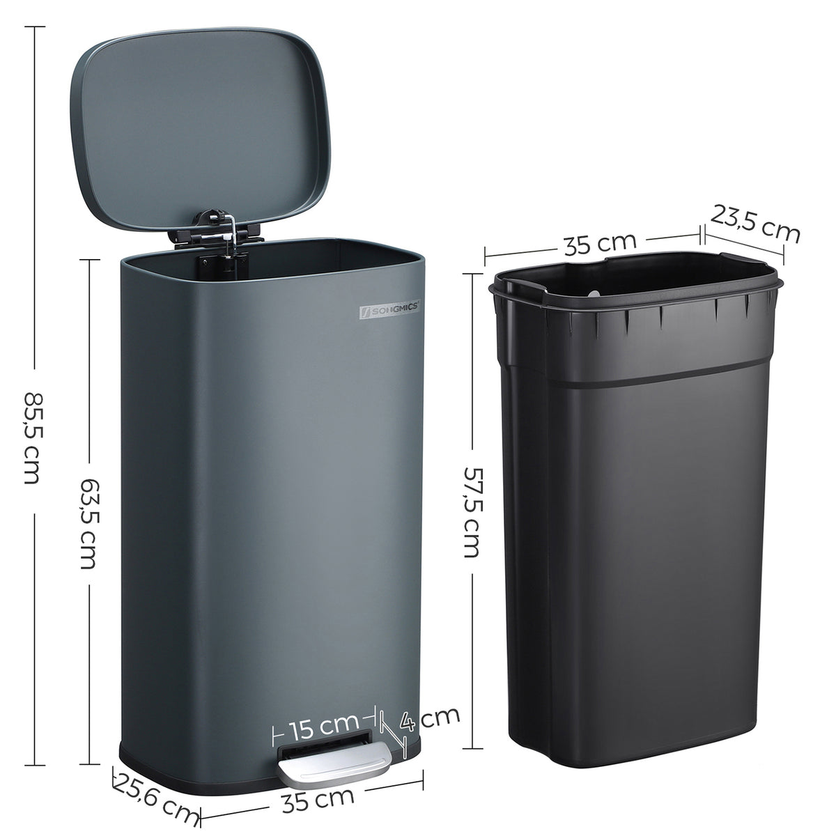 FurnStar - Pedaalemmer 30 Liter  – Soft Close – Kunststof Binnenemmer – Geurcontrole