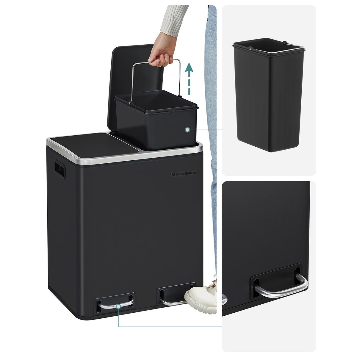 FurnStar Pedaalemmer 30L – Afvalscheidingssysteem – 2 x 15L – Softclose – Luchtdicht