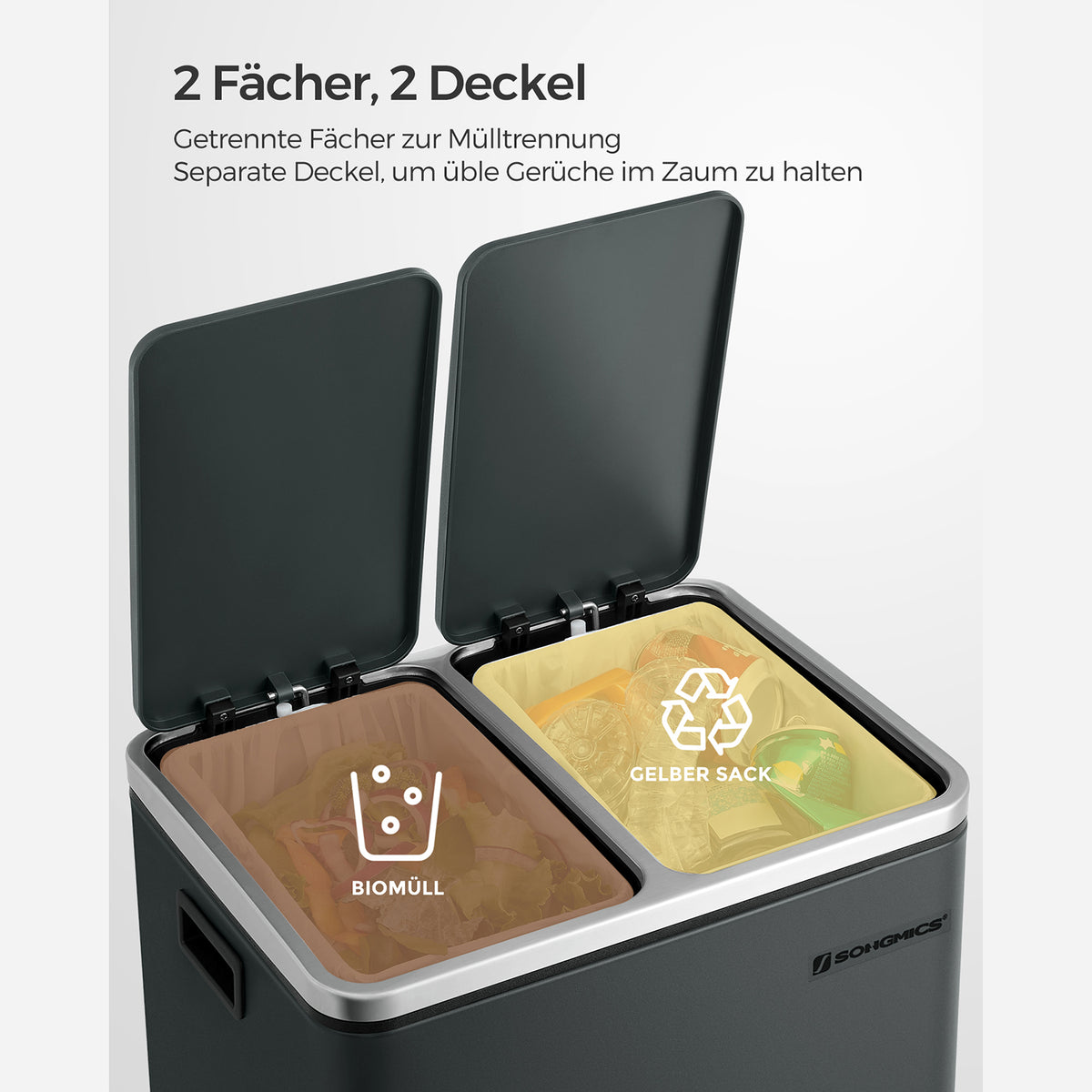 FurnStar Pedaalemmer 30L – Afvalscheidingssysteem – 2 x 15L – Softclose – Luchtdicht