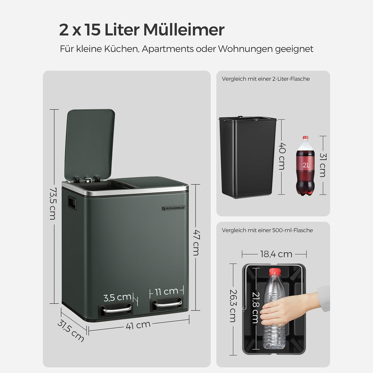 FurnStar Pedaalemmer 30L – Afvalscheidingssysteem – 2 x 15L – Softclose – Luchtdicht