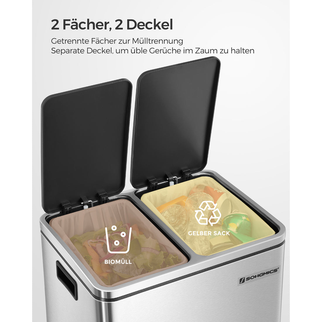 FurnStar Pedaalemmer 30L – Afvalscheidingssysteem – 2 x 15L – Softclose – Luchtdicht