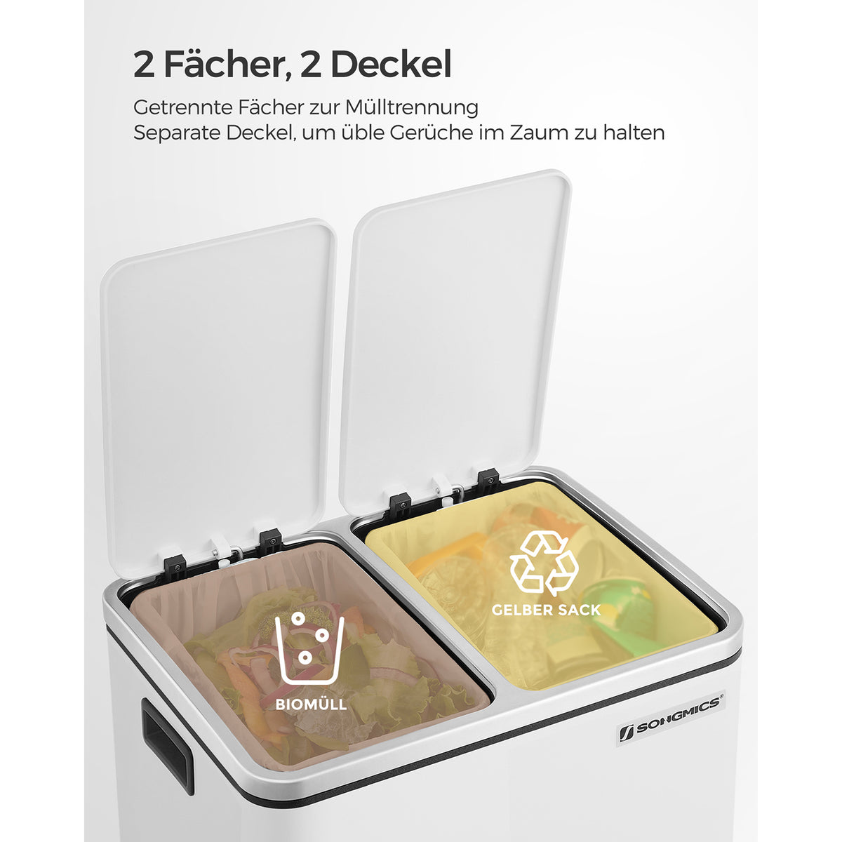 FurnStar Pedaalemmer 30L – Afvalscheidingssysteem – 2 x 15L – Softclose – Luchtdicht
