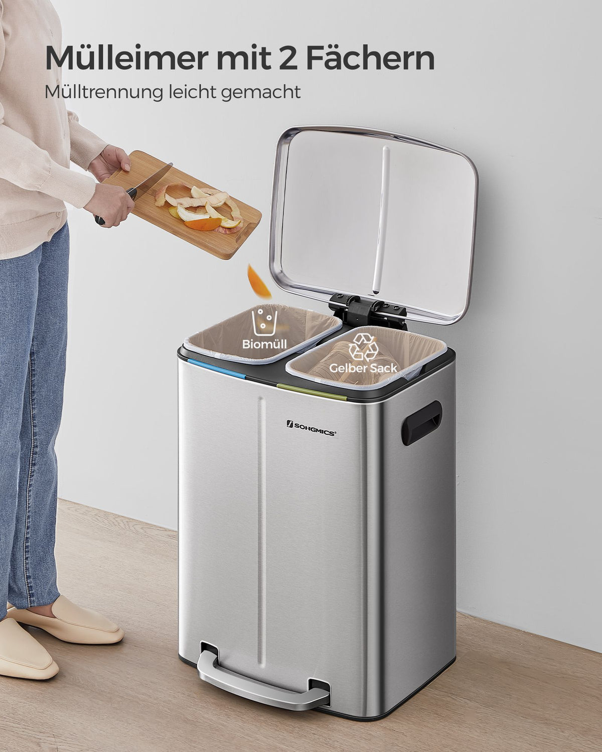 FurnStar 2-Vak Prullenbak – Stijlvol en Praktisch Afvalbeheer