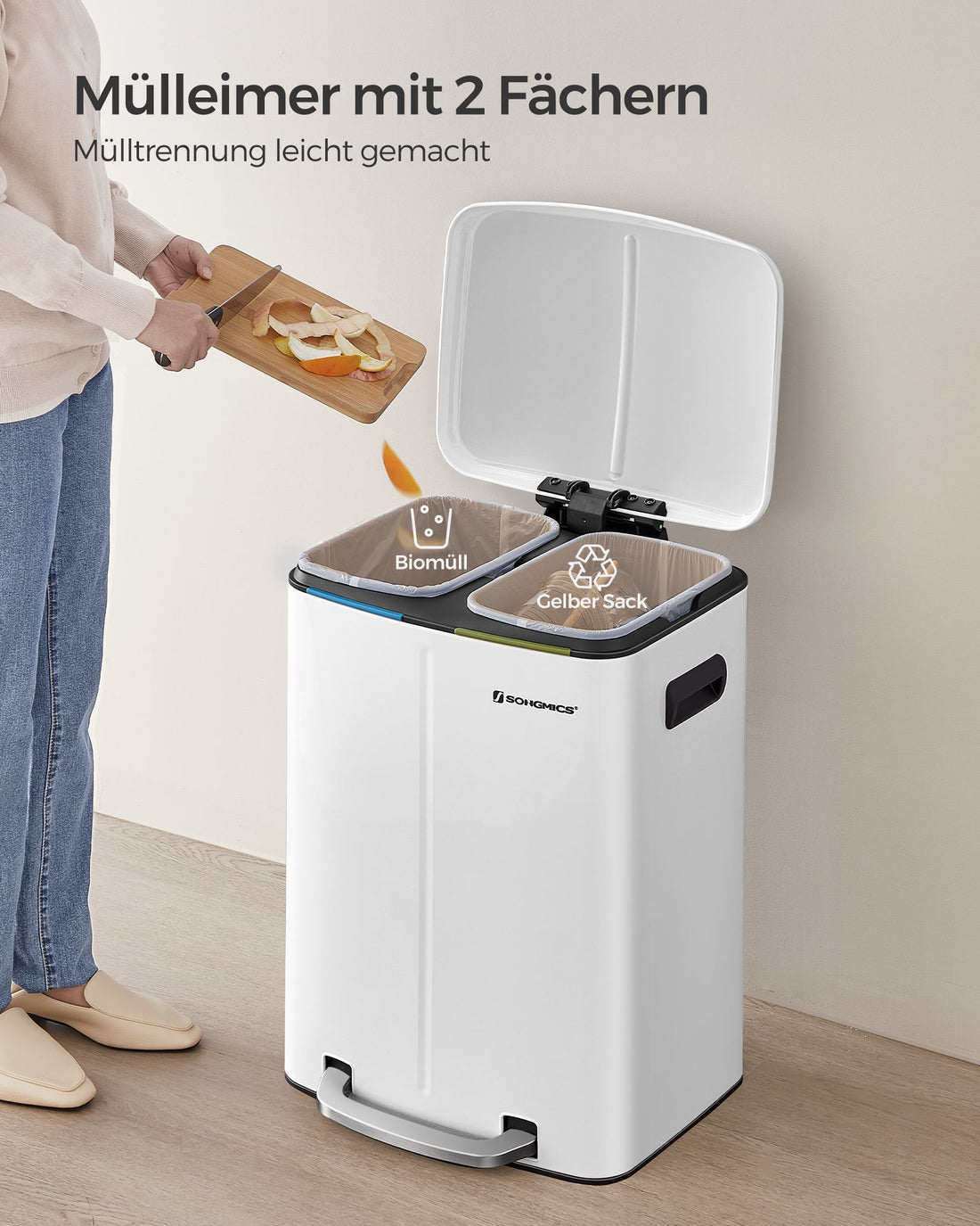 FurnStar 2-Vak Prullenbak – Stijlvol en Praktisch Afvalbeheer