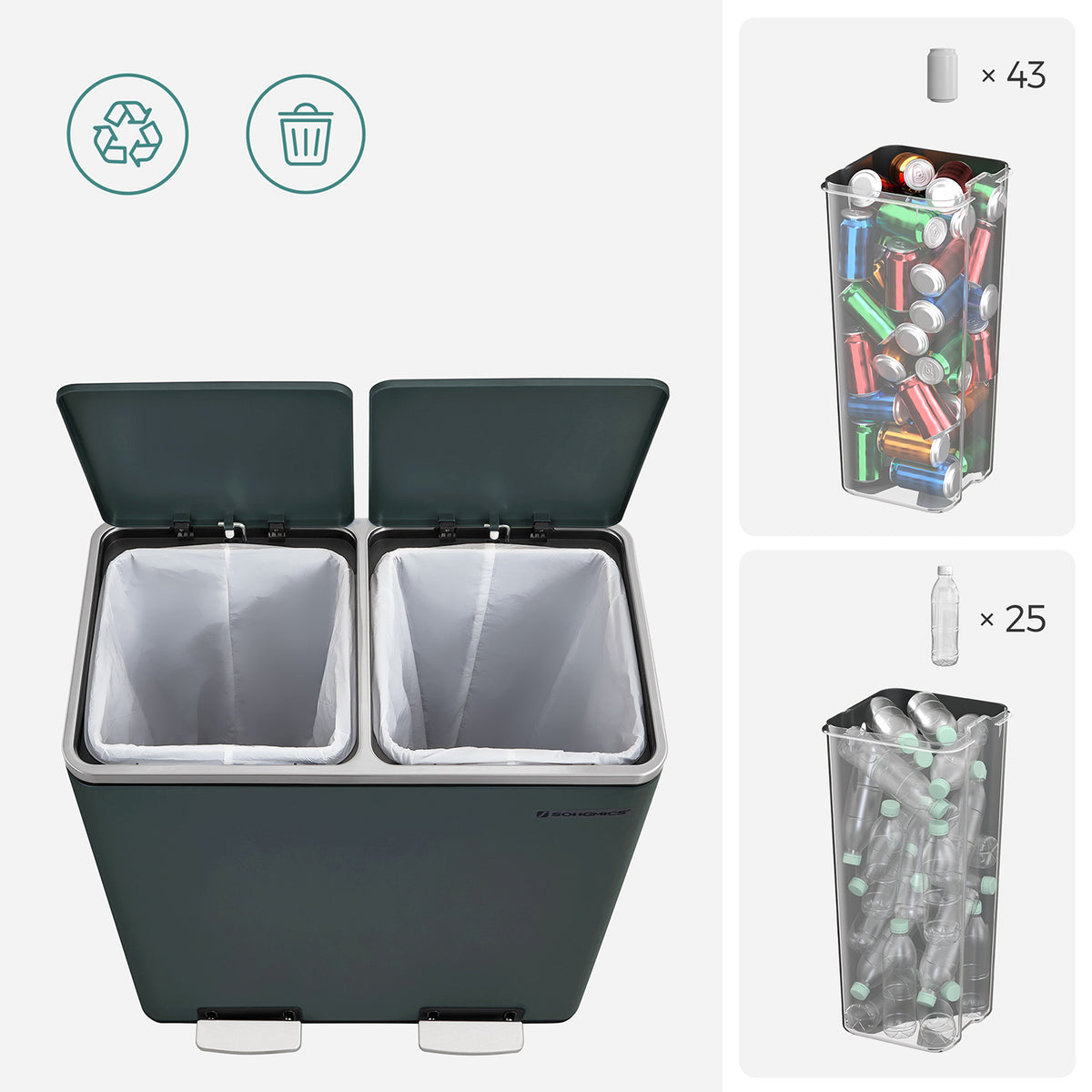 FurnStar 2-Vak Prullenbak – Stijlvol en Praktisch Afvalbeheer