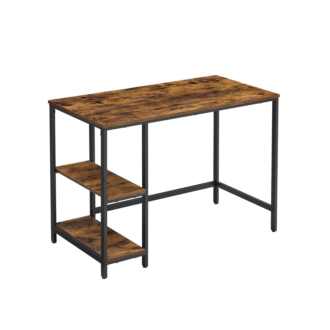 FurnStar - Bureau - Computertafel - Pc-tafel - Bureautafel - Met 2 planken aan de rechter- of linkerkant - Voor kantoor - Woonkamer - Stalen frame - Industrieel design - 50D x 100B x 76H cm