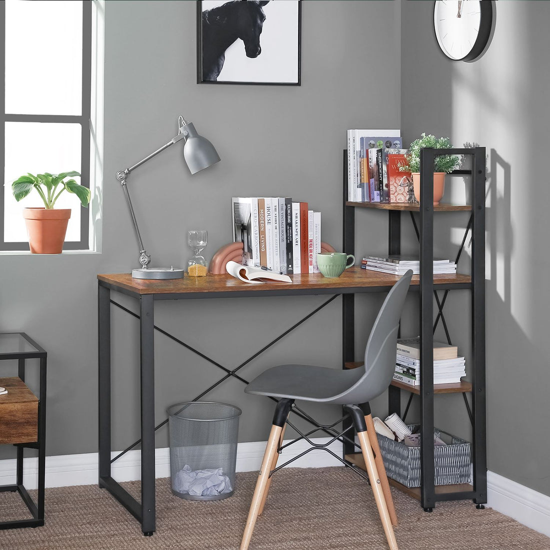 FurnStar bureau - Boekenkast - 120x119.3x60 cm - Bruin