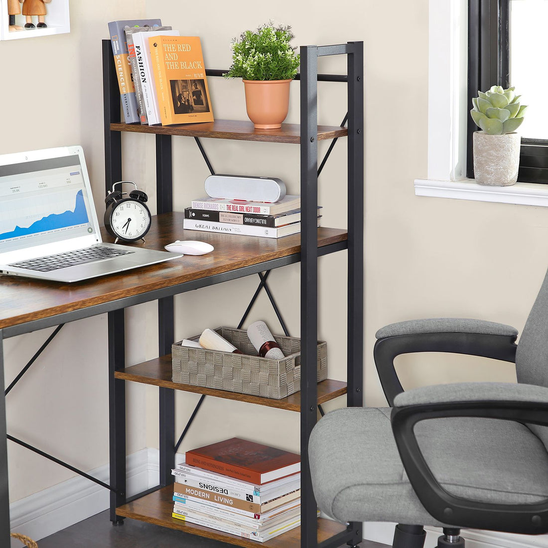 FurnStar bureau - Boekenkast - 120x119.3x60 cm - Bruin