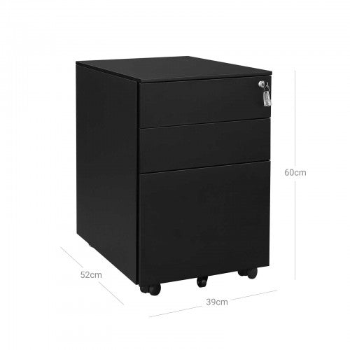 FurnStar ladeblok - Afsluitbare Lade - Metaal - 3 Lades - 39x52x60cm  (BxDxH)