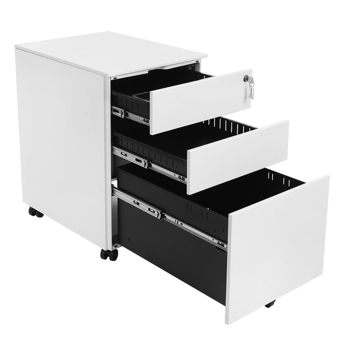 FurnStar ladeblok - Afsluitbare Lade - Metaal - 3 Lades - 39x52x60cm  (BxDxH)