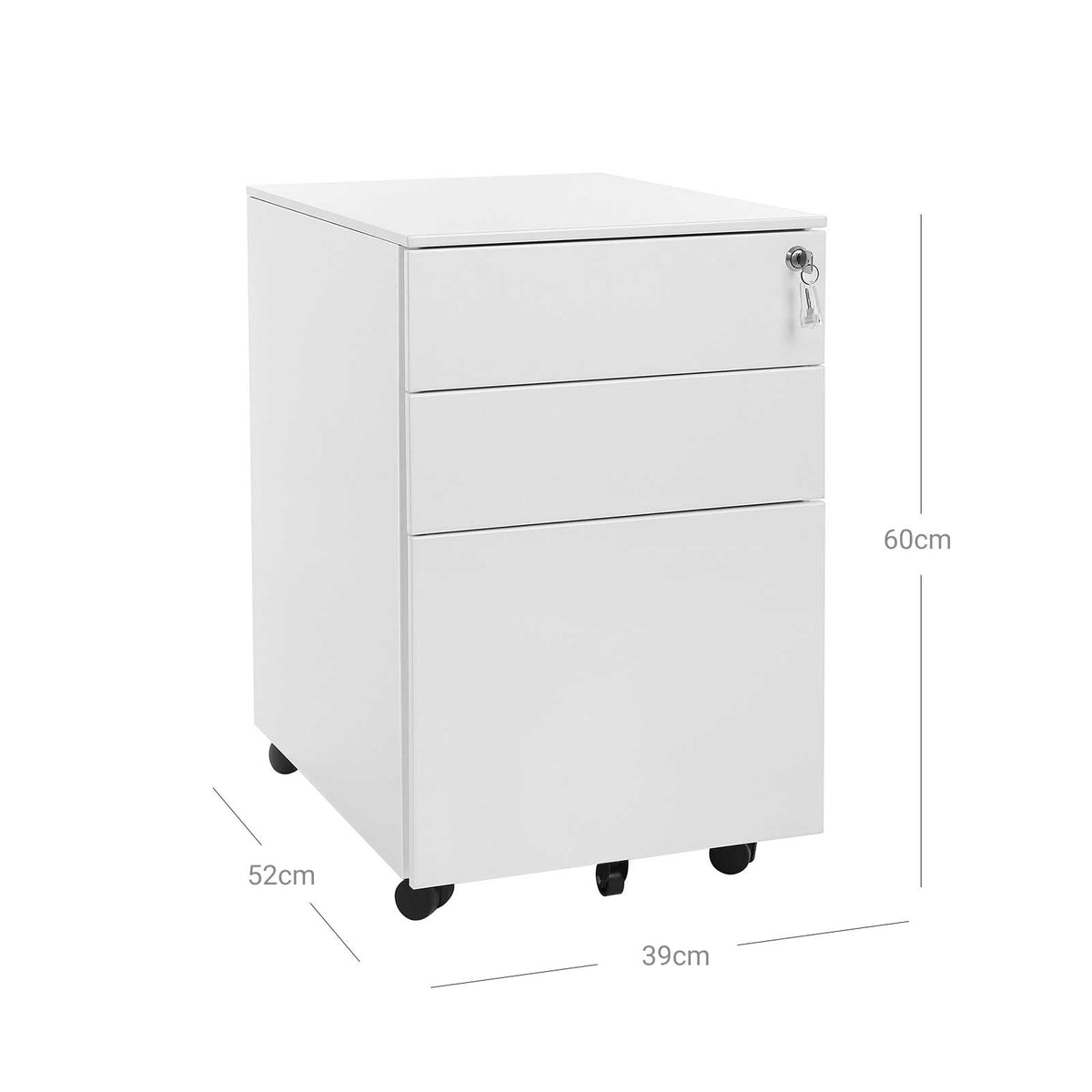 FurnStar ladeblok - Afsluitbare Lade - Metaal - 3 Lades - 39x52x60cm  (BxDxH)